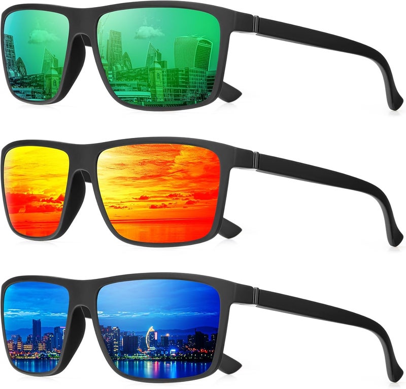QALLY Store Polarized Sunglasses for Men Rectangular Frame Men's Polarized Sunglasses Sports Sunglasses with UV400 Protection - Image 1